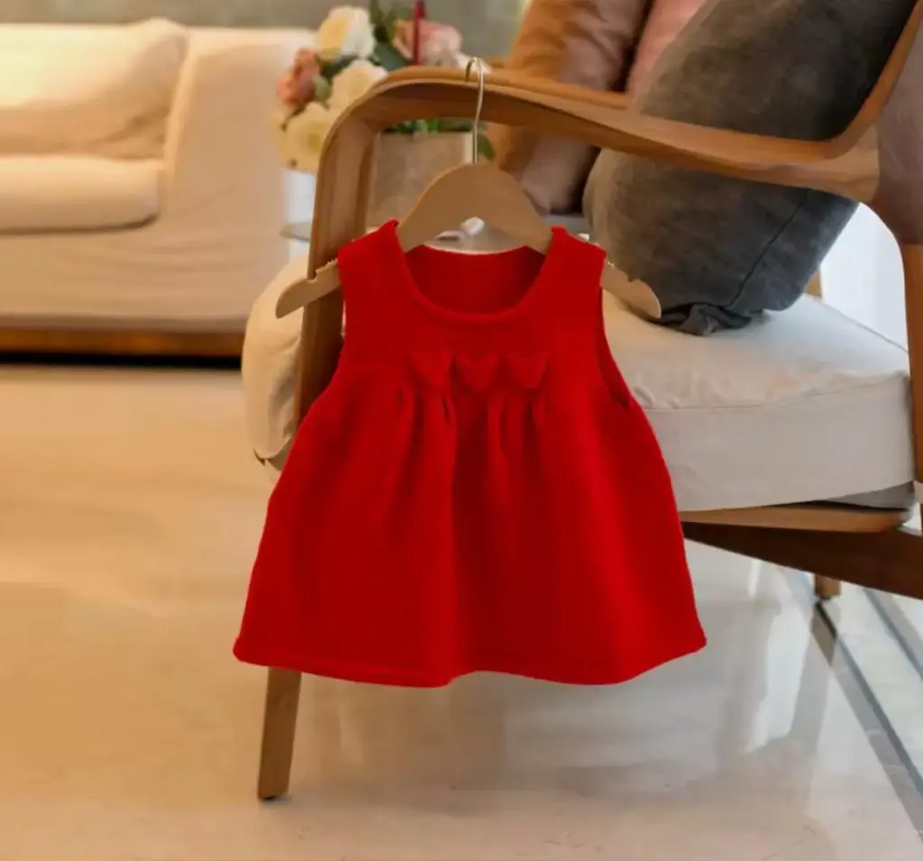 فستان شتوي لون احمر 