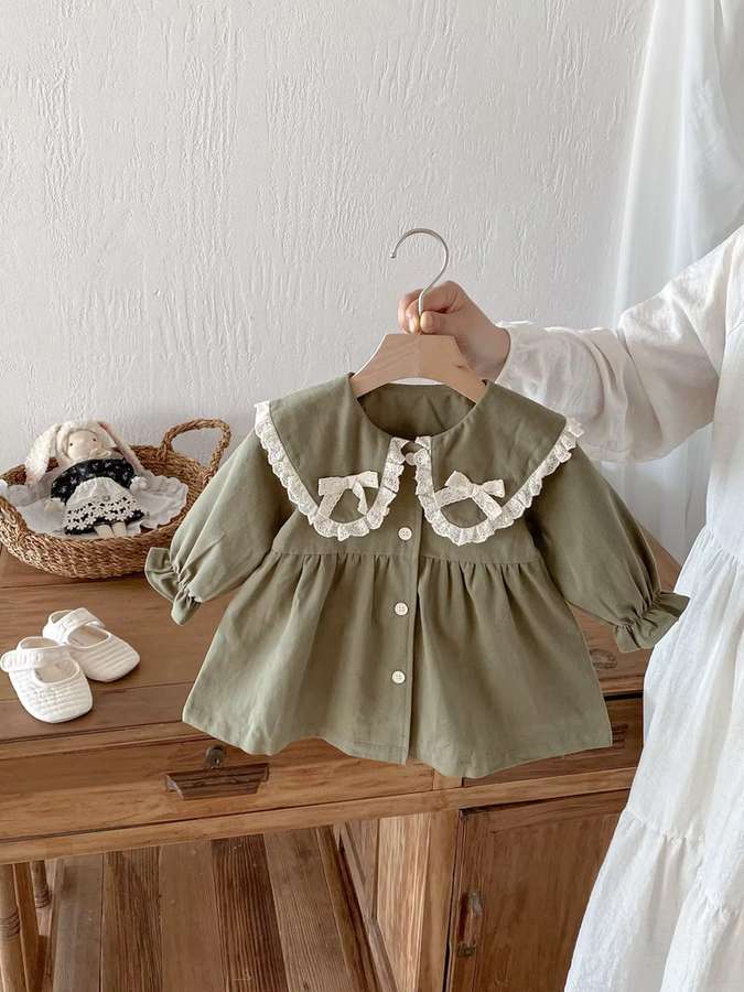 فستان بناتي ببيونة ربيعي للعيد 