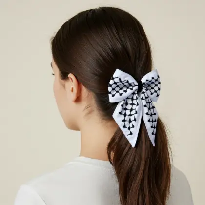 فيونكة للشعر تطريز لون أحمر